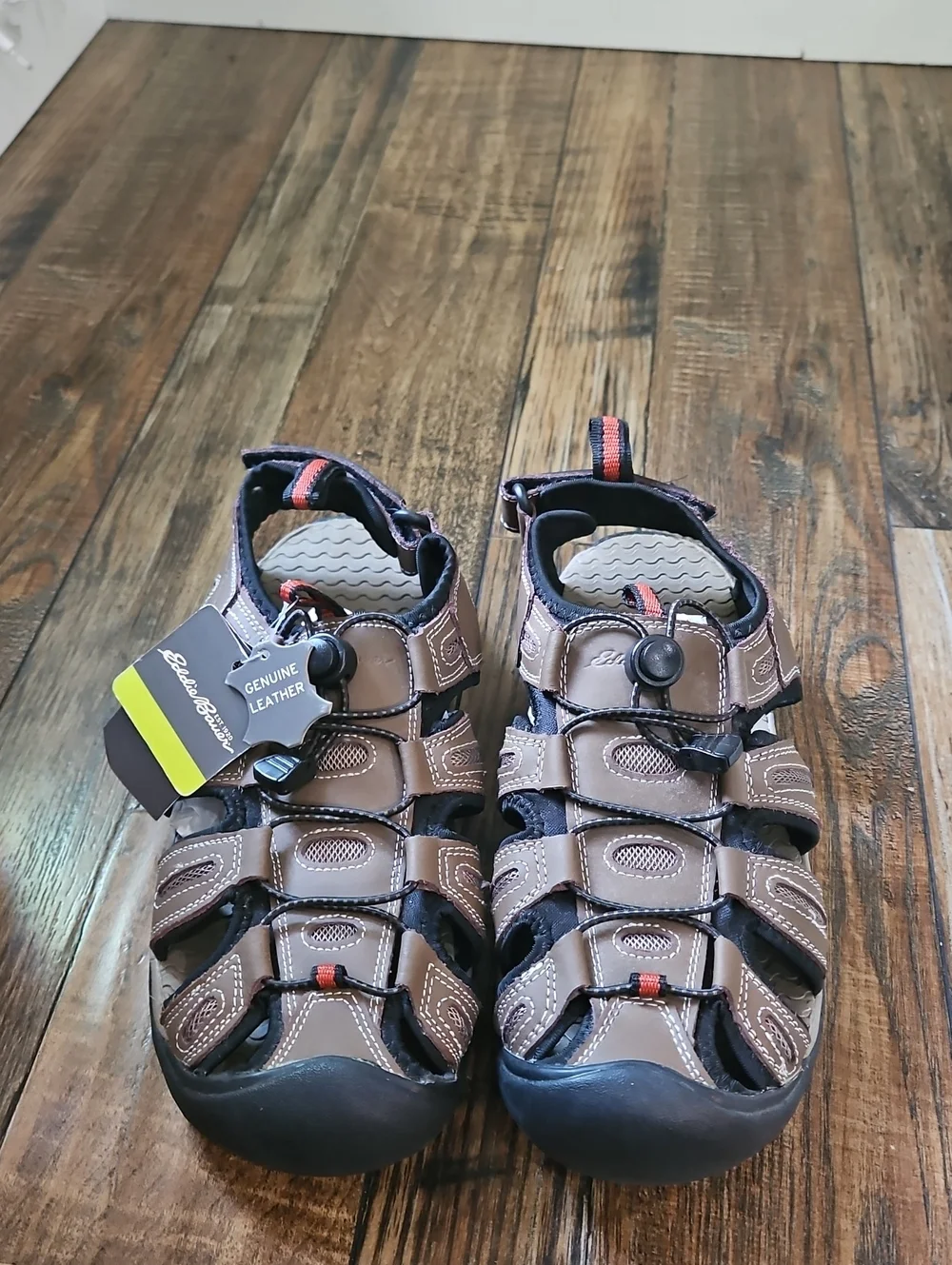 New Eddie Bauer Brown Leather Closed-Toe Sandals - Sporty Outdoor Shoes